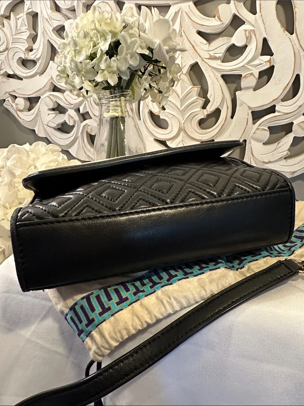 Tory Burch Black Leather Fleming Quilted Shoulder Bag